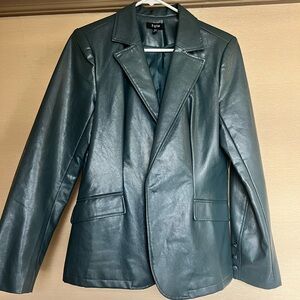 Blue vegan leather jacket